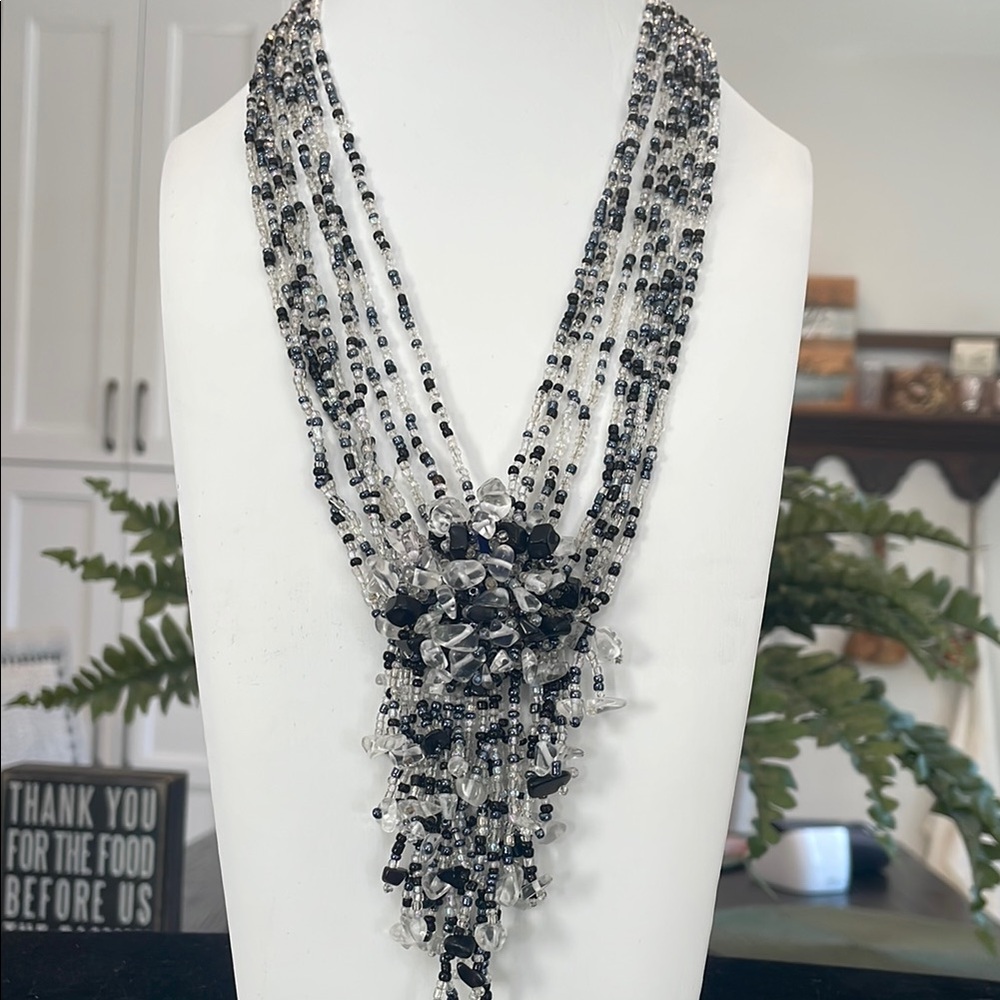 Vintage waterfall cha cha seed bead necklace